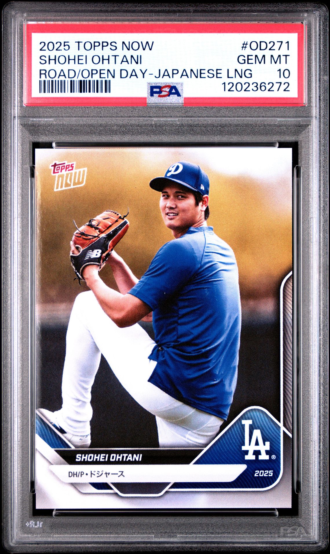 2025 Topps Now Road To Opening Day Shohei Ohtani #Od271 (Road/Open Day-Japanese Lng) Gem Mt 10 front