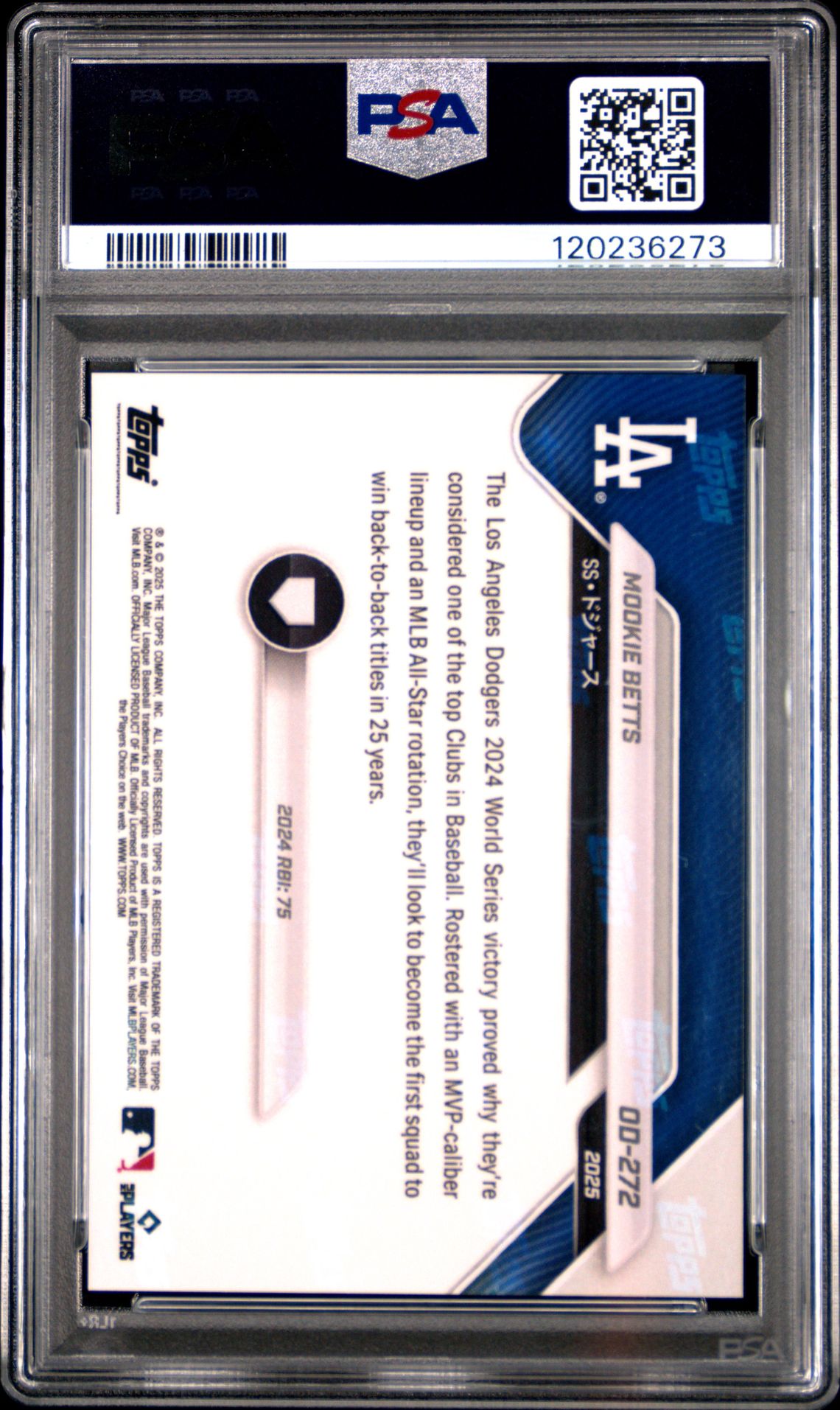 2025 Topps Now Road To Opening Day Mookie Betts #Od272 Gem Mt 10 back