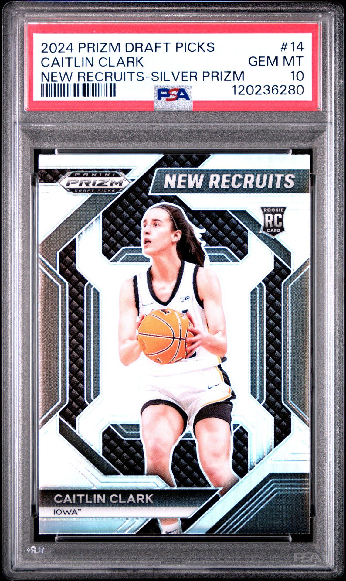 2024 Panini Prizm Draft Picks New Recruits Caitlin Clark #14 (New Recruits-Silver Prizm) Gem Mt 10 front
