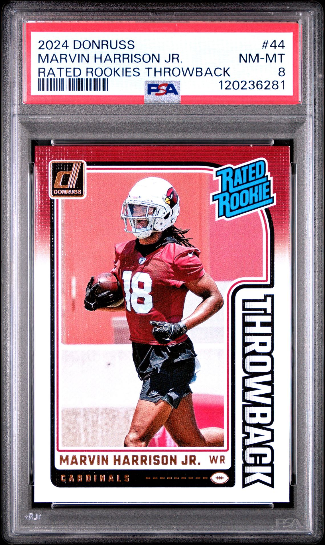 2024 Panini Donruss Rated Rookies Throwback Marvin Harrison Jr. #44 Nm-Mt 8 front