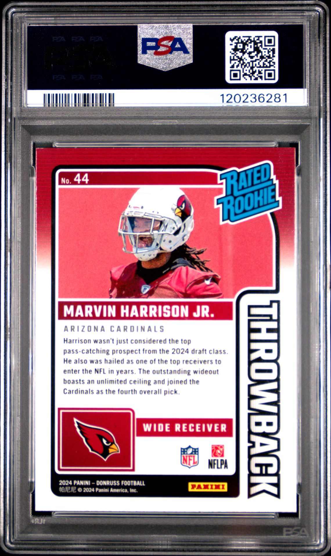 2024 Panini Donruss Rated Rookies Throwback Marvin Harrison Jr. #44 Nm-Mt 8 back