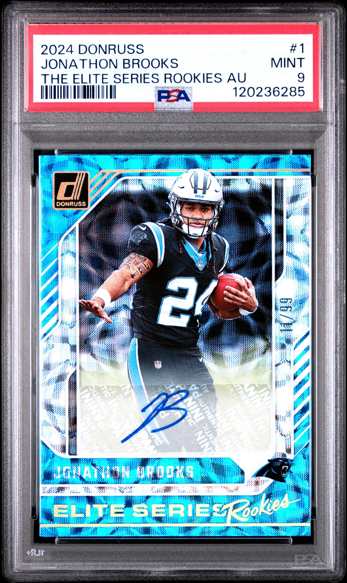 2024 Panini Donruss The Elite Series Rookies Autographs Jonathon Brooks #1 Mint 9 front