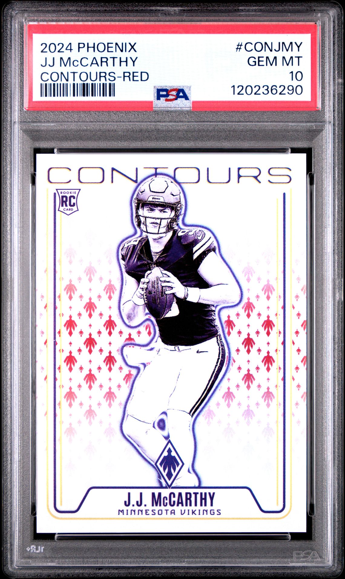 2024 Panini Phoenix Contours Jj Mccarthy #Conjmy (Contours-Red) Gem Mt 10 front