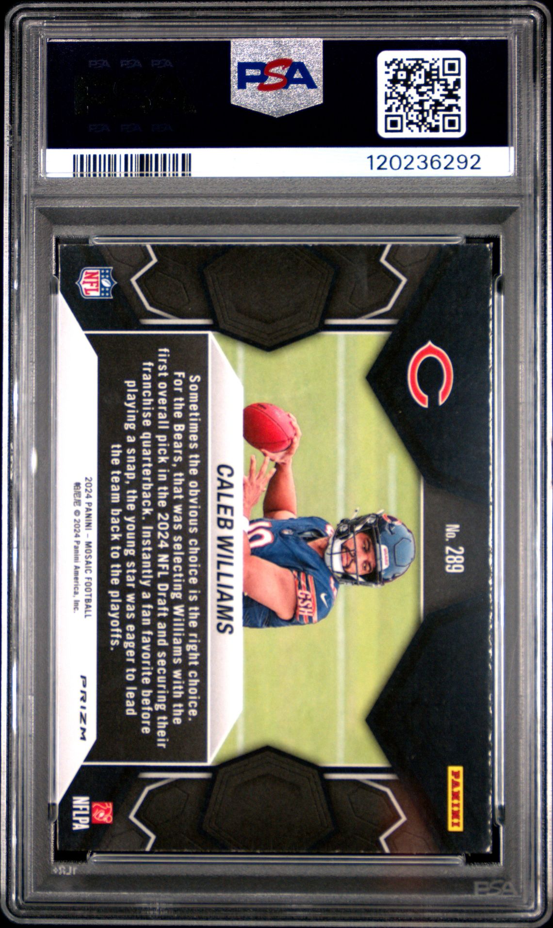 2024 Panini Mosaic Caleb Williams #289 (Green) Mint 9 back