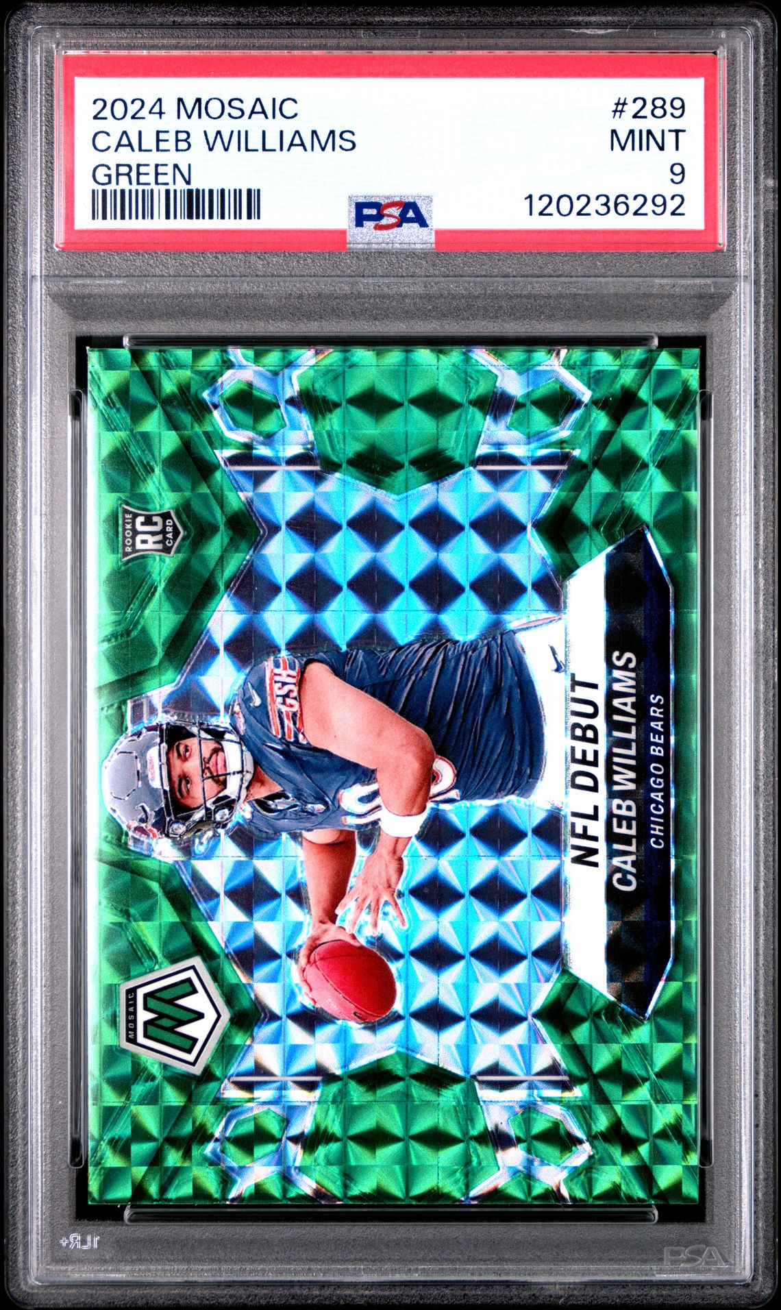 2024 Panini Mosaic Caleb Williams #289 (Green) Mint 9 front