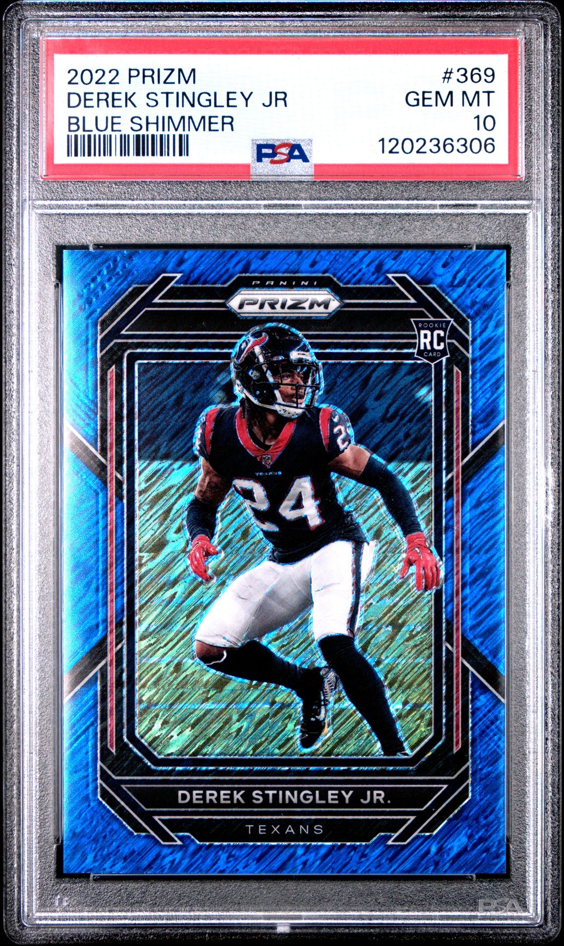 2022 Panini Prizm Derek Stingley Jr #369 (Blue Shimmer) Gem Mt 10 front