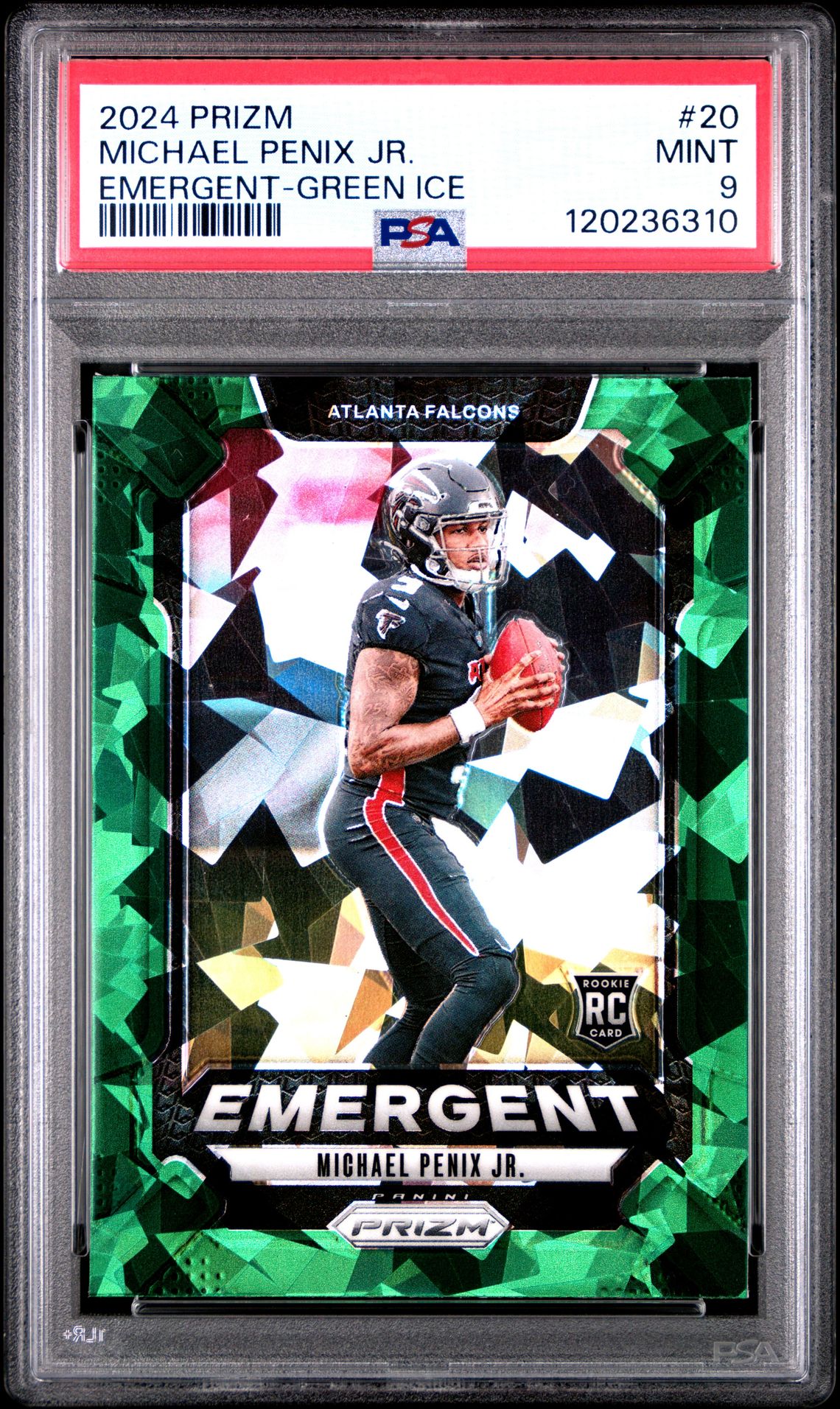 2024 Panini Prizm Emergent Michael Penix Jr. #20 (Emergent-Green Ice) Mint 9 front