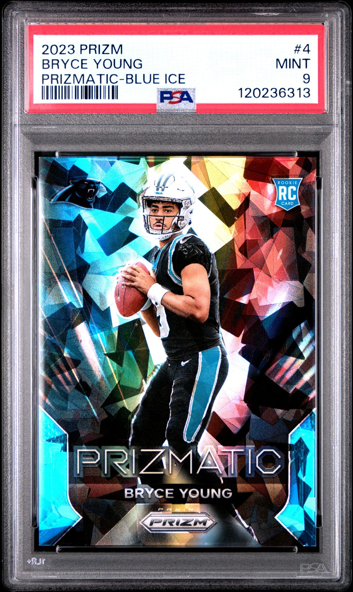 2023 Panini Prizm Prizmatic Bryce Young #4 (Prizmatic-Blue Ice) Mint 9 front