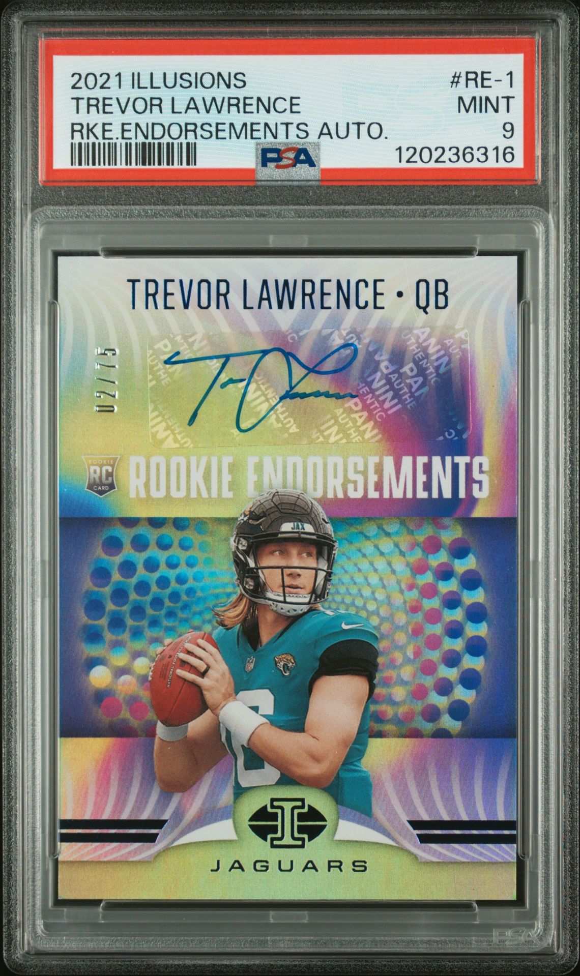 2021 Panini Illusions Rookie Endorsements Autographs Trevor Lawrence #Re-1 (Rke.endorsements Auto.) Mint 9 front