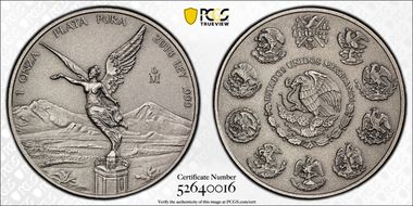 2018-Mo Onza Libertad Ag - Antiqued SP70