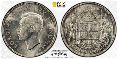 1946 50C Narrow Date MS63