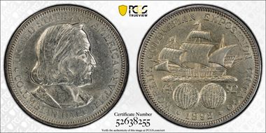 1892 50C Columbian AU58