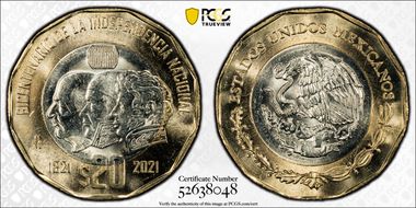 2021-Mo 20 Peso Independence Bicentenary MS66