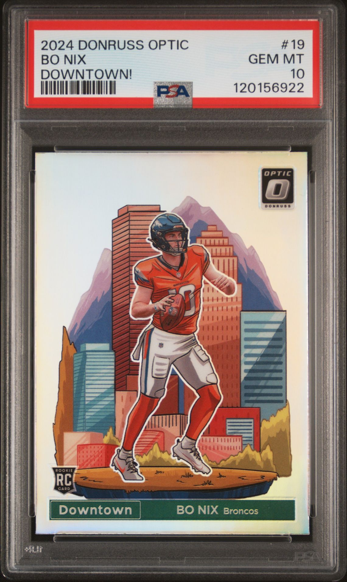 2024 Panini Donruss Optic Downtown! Bo Nix #19 Gem Mt 10 front