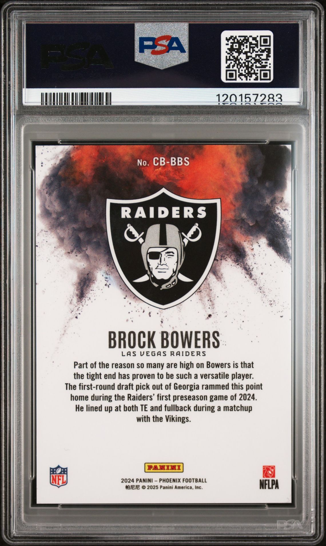 2024 Panini Phoenix Color Blast Brock Bowers #Cbbbs Gem Mt 10 back