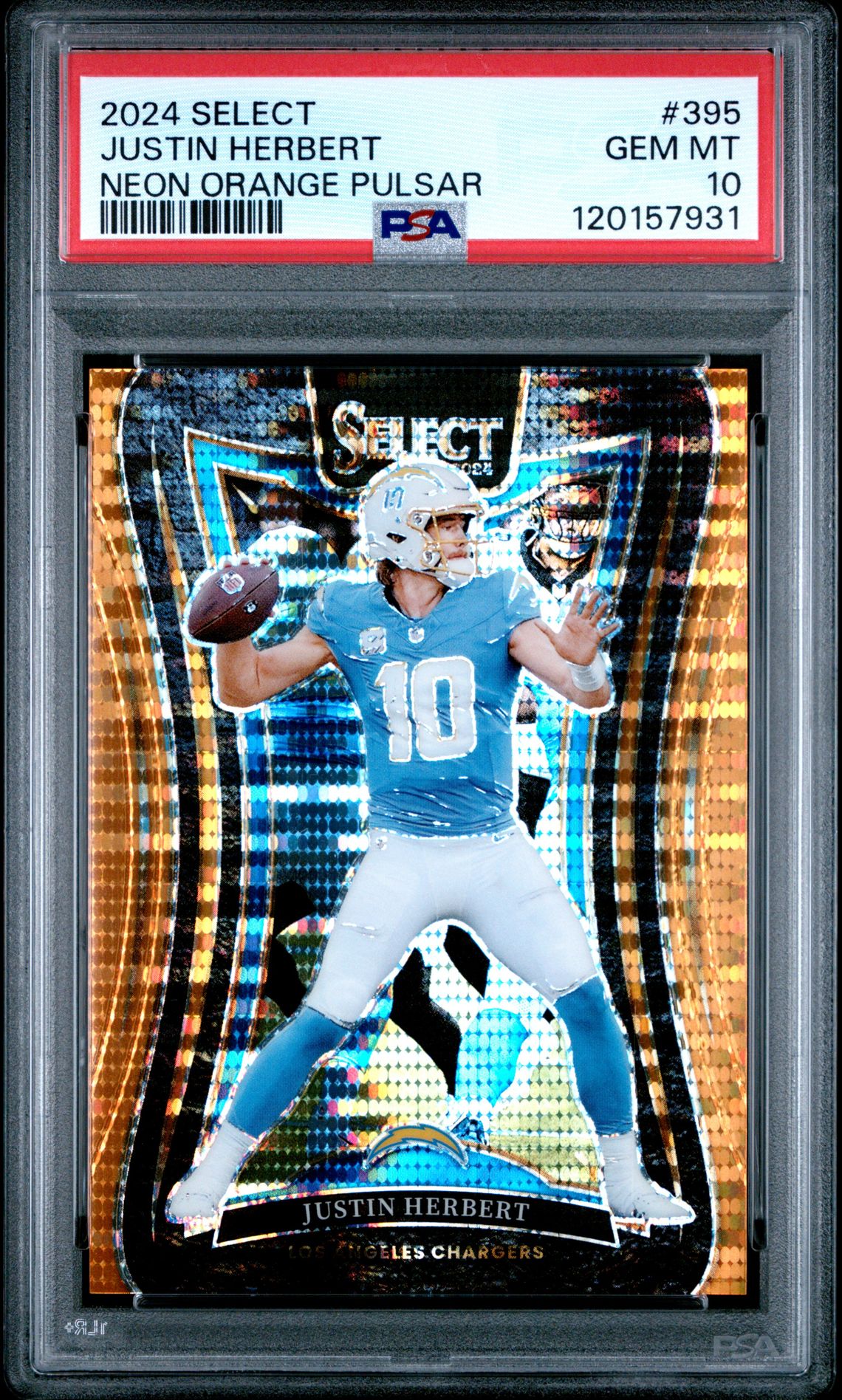 2024 Panini PANINI SELECT NEON ORANGE PULSAR #395 Justin Herbert front