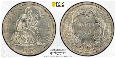 1876-CC 10C F-124, Type I Rev, DDR MS61