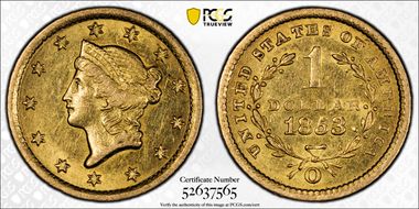 1853-O G$1 AU58