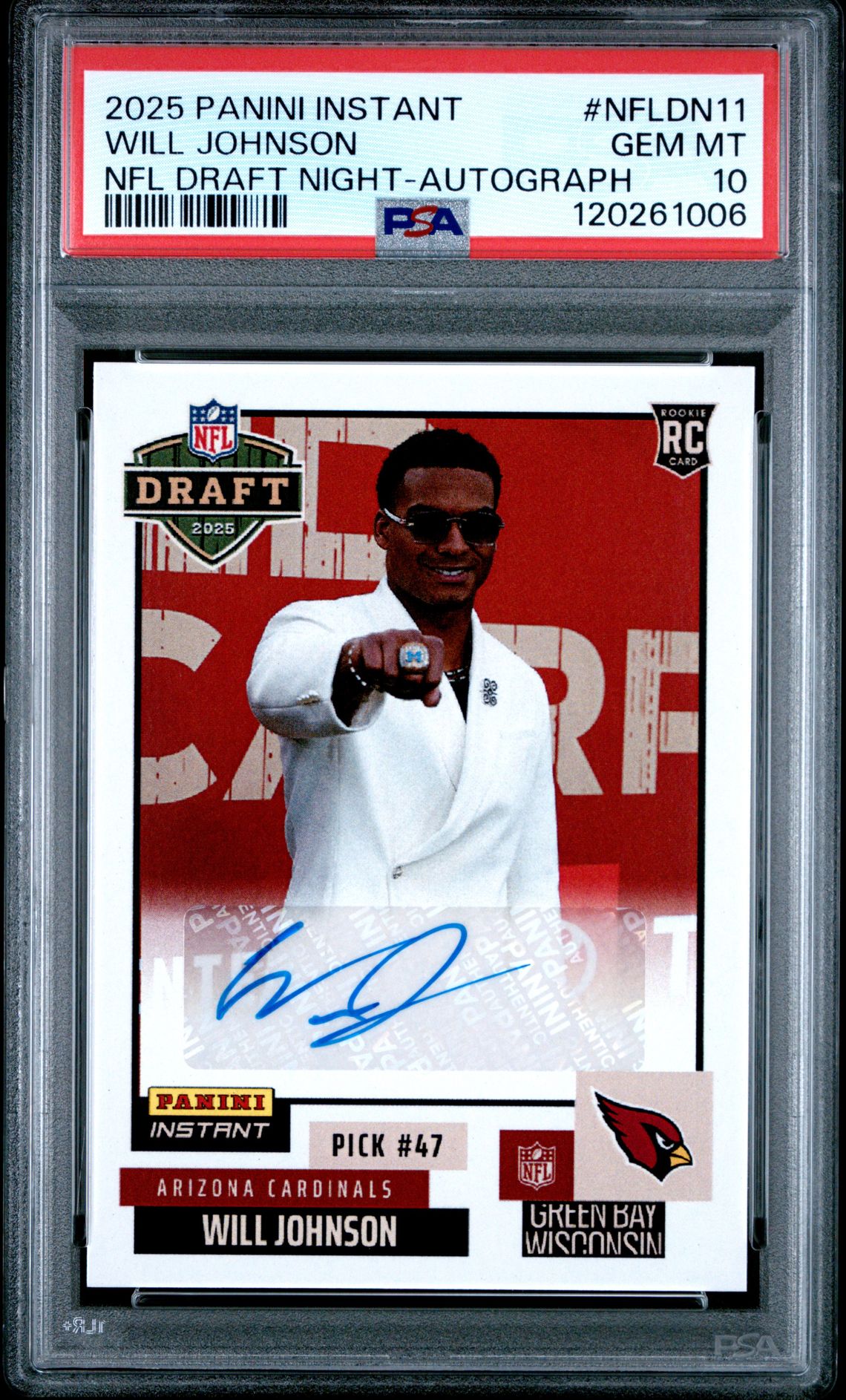 2025 Panini PANINI INSTANT NFL DRAFT NIGHT AUTOGRAPH #NFLDN11 Will Johnson front