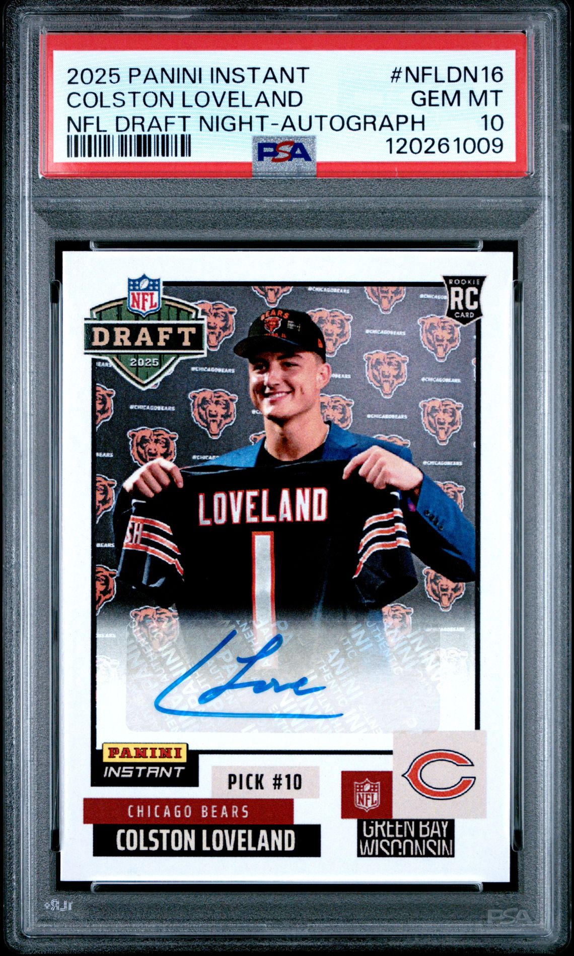 2025 Panini PANINI INSTANT NFL DRAFT NIGHT AUTOGRAPH #NFLDN16 Colston Loveland front