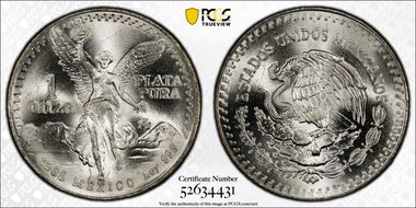 1985-Mo Onza Libertad Ag MS67