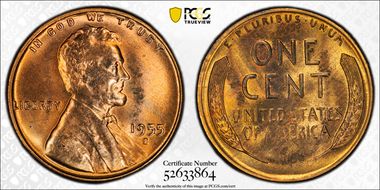 1955-S 1C MS65RB