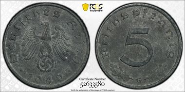 1940-G 5 Pfg J-370 Regular Issue MS61