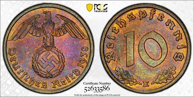 1938-E 10 Pfg J-364 MS64