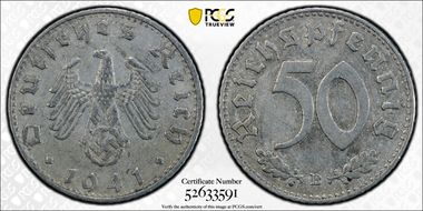 1941-B 50 Pfg J-372 AU53