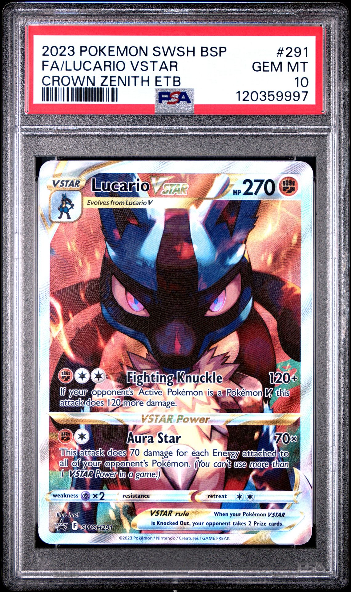 2023 Pokemon POKEMON SWSH BLACK STAR PROMO CROWN ZENITH ETB #291 Fa/Lucario Vstar front