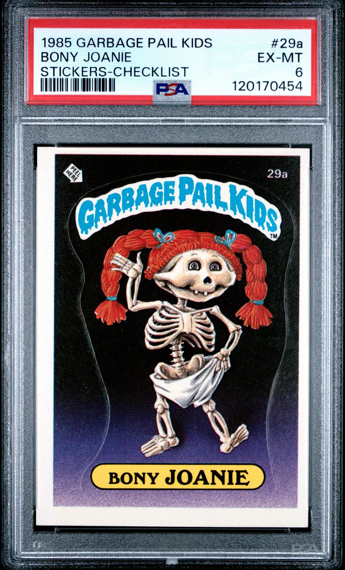 1985 Topps Garbage Pail Kids Series 1 Checklist #29A Bony Joanie front