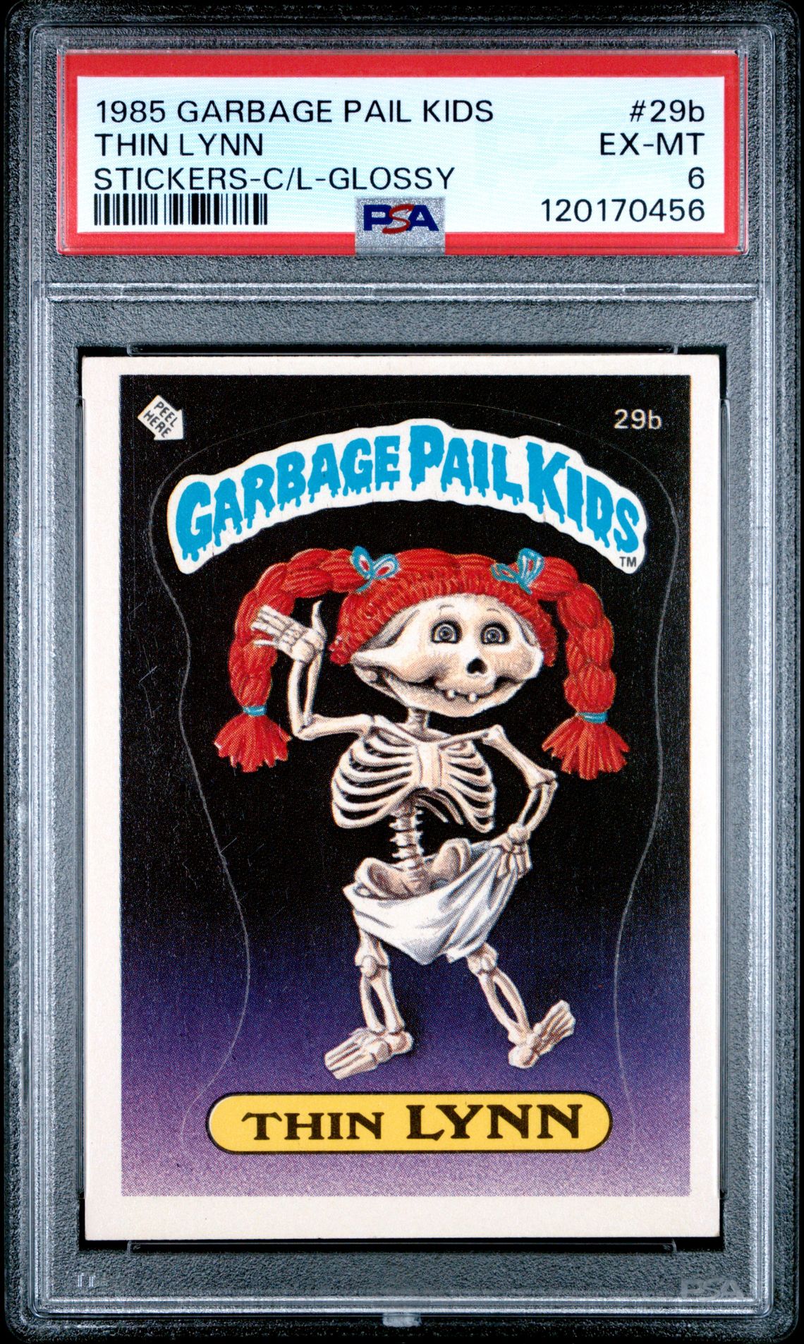 1985 Topps GARBAGE PAIL KIDS STICKERS STICKERS-C/L-GLOSSY #29B Thin Lynn front