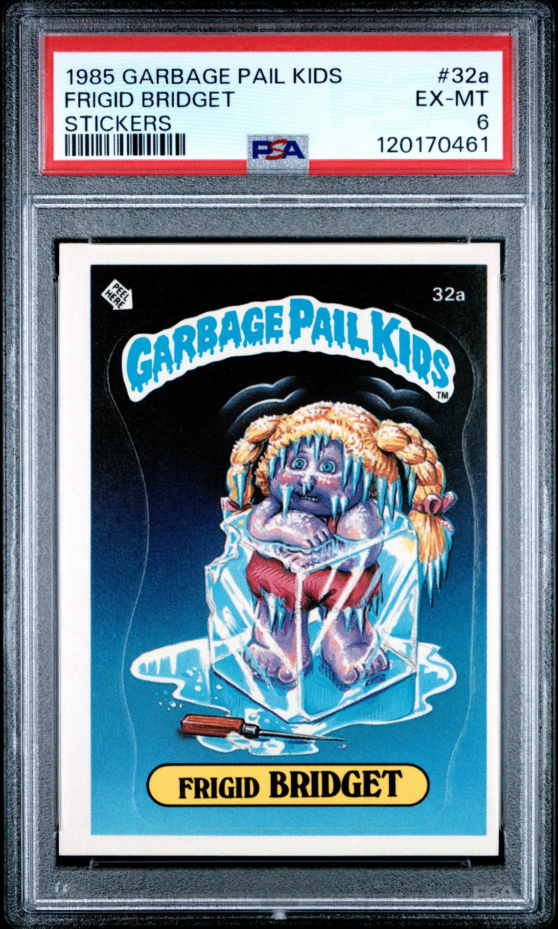 1985 Topps GARBAGE PAIL KIDS STICKERS GLOSSY #32A Frigid Bridget front