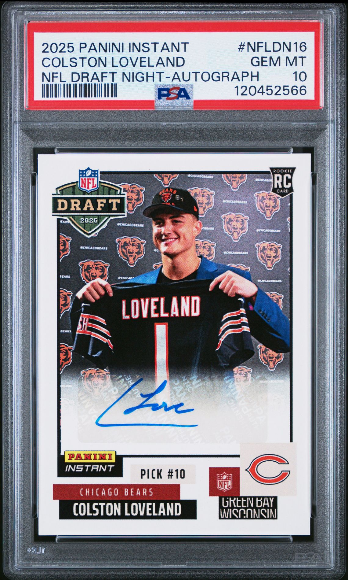 2025 Panini PANINI INSTANT NFL DRAFT NIGHT AUTOGRAPH #NFLDN16 Colston Loveland front