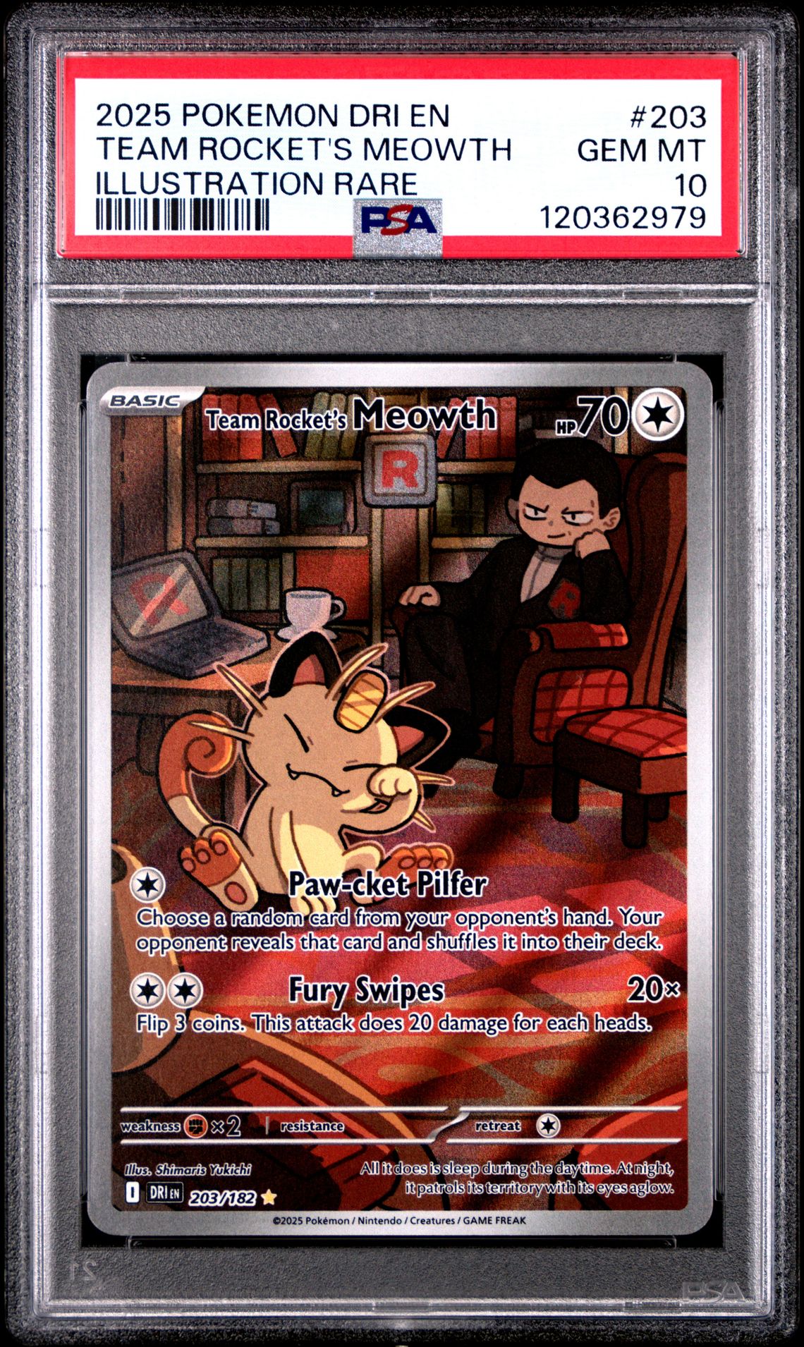 2025 Pokemon POKEMON DRI EN-DESTINED RIVALS ILLUSTRATION RARE #203 Team Rocket's Meowth front