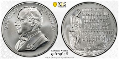 (2025) Medal William McKinley "1901" Silver Matte Finish First Strike MS69