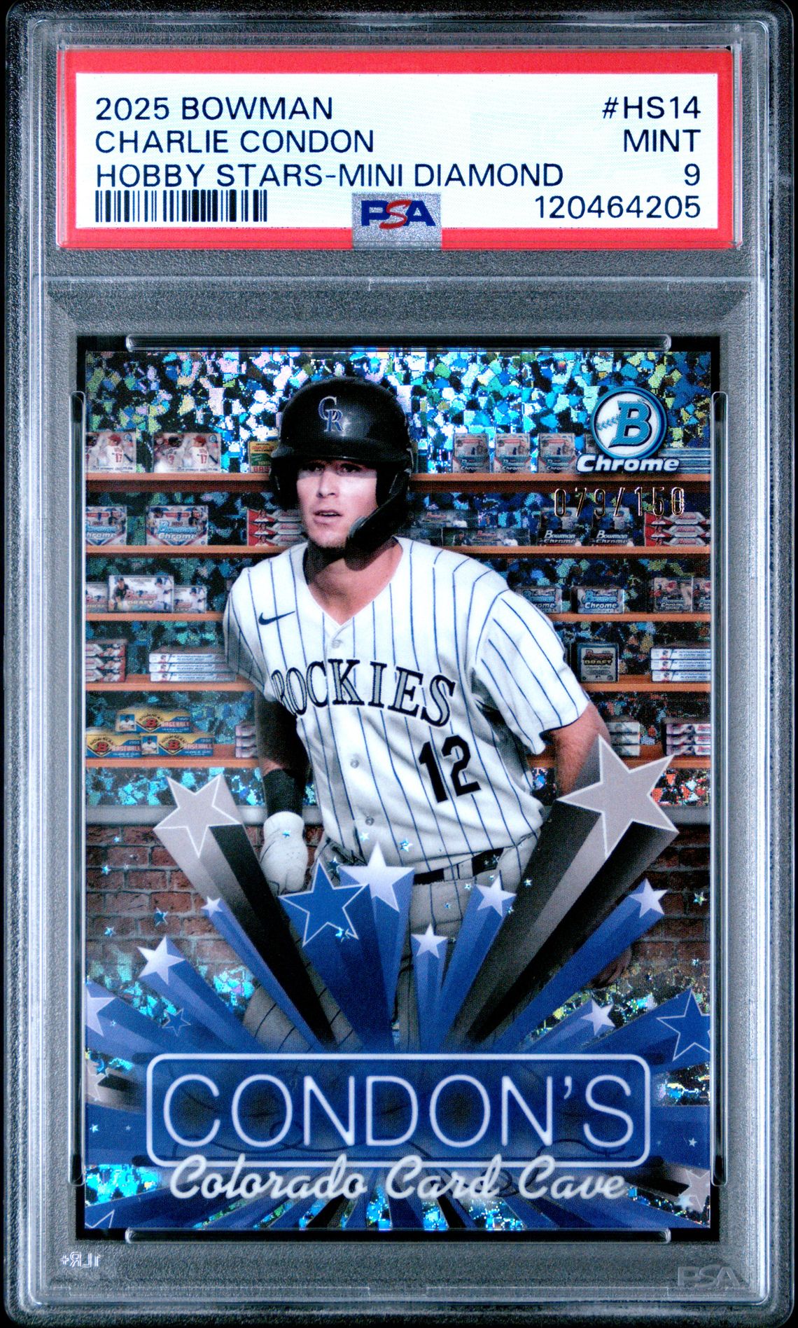 2025 Bowman Hobby Stars Charlie Condon #Hs14 (Hobby Stars-Mini Diamond) Mint 9 front