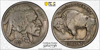 1937-D 5C 3 Legs VF30