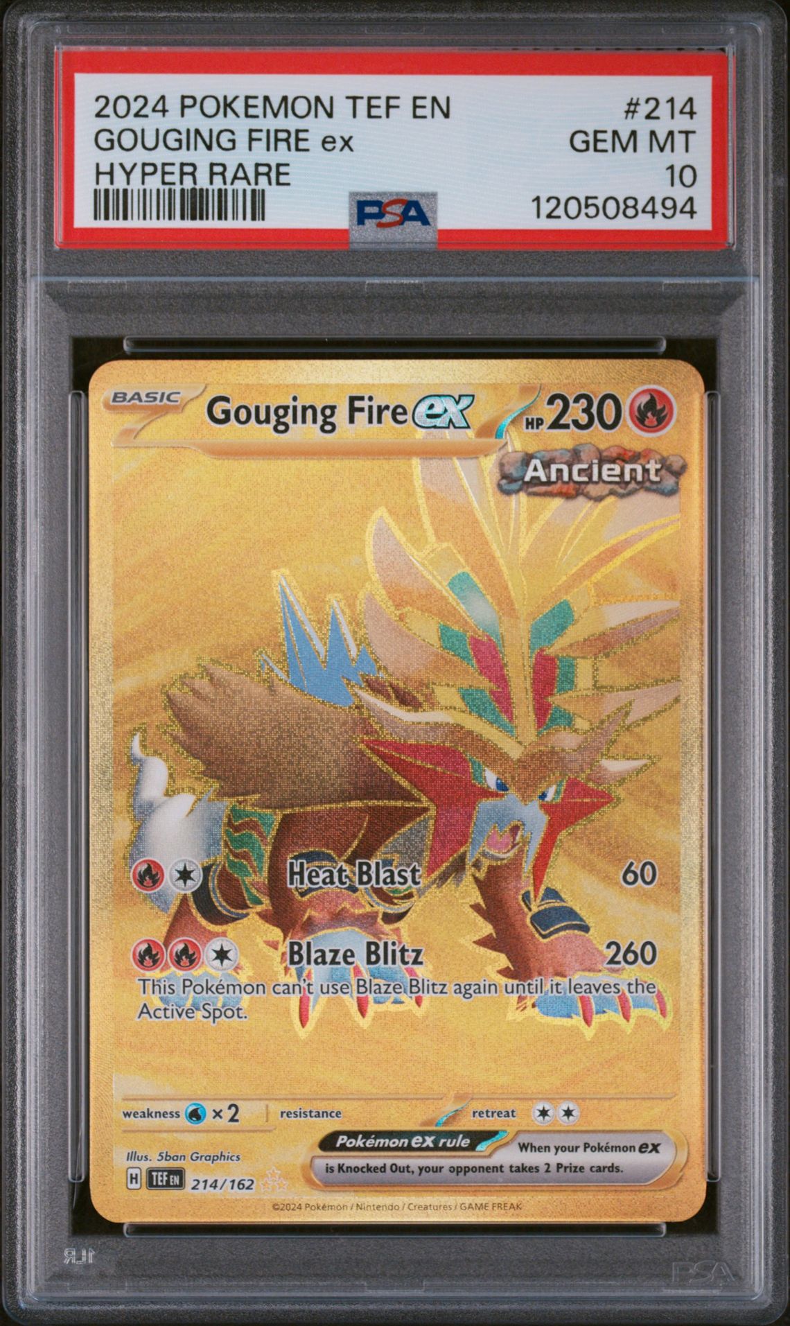 2024 Pokemon POKEMON TEF EN-TEMPORAL FORCES HYPER RARE #214 Gouging Fire Ex front