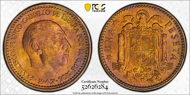 1947 Peseta (1953) MS64