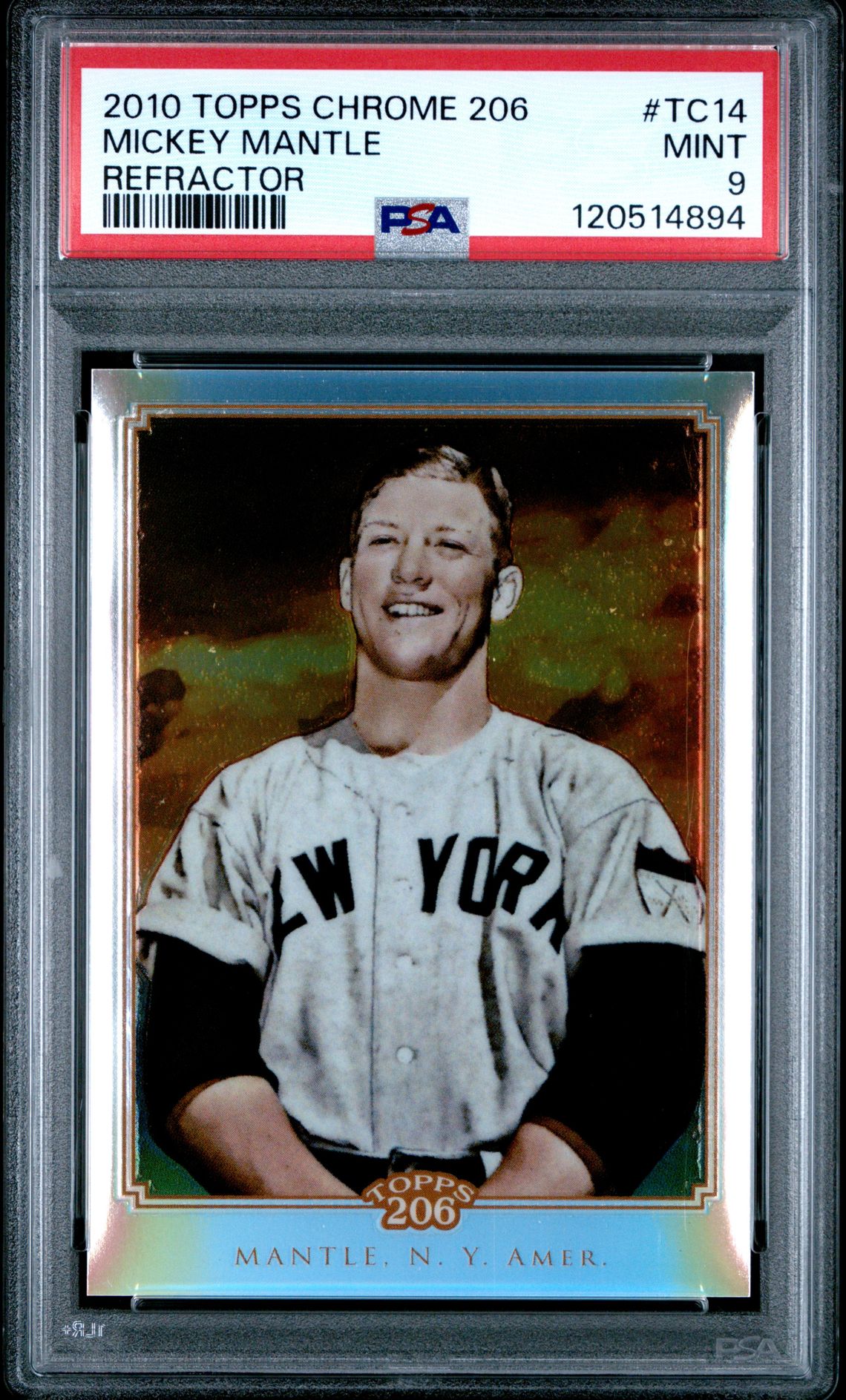 2010 Topps TOPPS CHROME 206 REFRACTOR #TC14 Mickey Mantle front