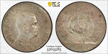 1909-R Lira KM-45  Ag AU55