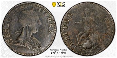 '1784' 1/2P Machin's Related, Vlack 14-84A VF30BN