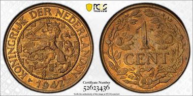 1942-P 1C KM-39a Bronze MS64RB