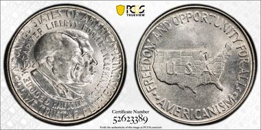 1952 50C Washington-Carver MS64