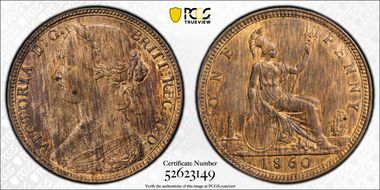 1860 1D S-3954 2/D L.C. WYON LCW(s) TB/TB MS63RB