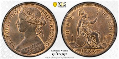 1866 1D S-3954 MS64BN