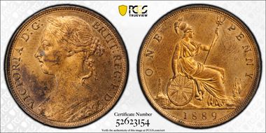 1889 1D S-3954 14 Leaves MS64RB