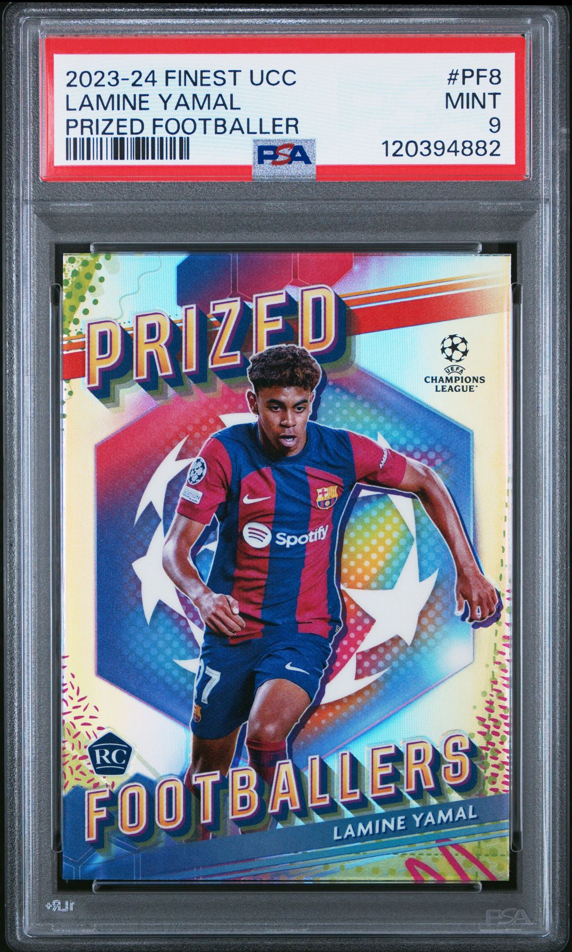 2023-24 Topps Finest Uefa Club Competitions Prized Footballers Lamine Yamal #Pf8 (Prized Footballer) Mint 9 front