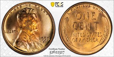 1955-S 1C MS67+ RD
